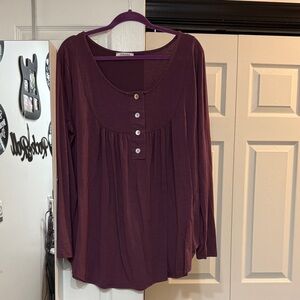 Zenana Outfitters Plum Button-Detail Blouse